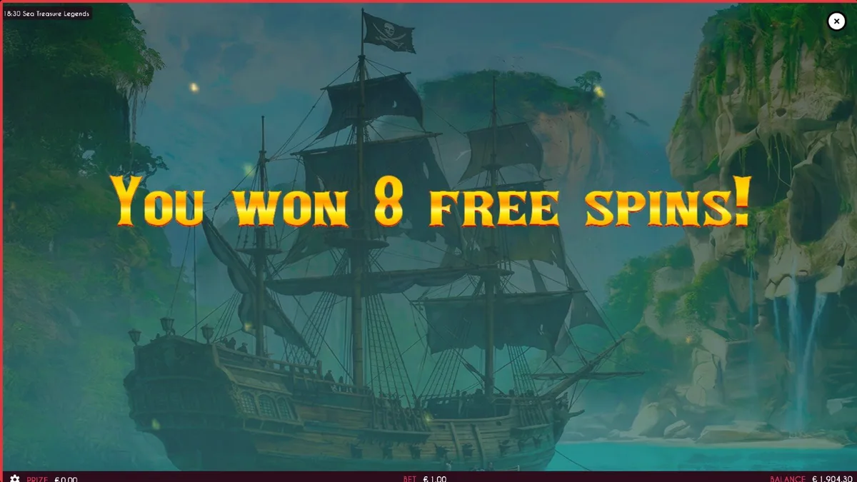 Tampilan visual slot Sea Treasures Legend dengan tema bajak laut dan elemen neon
