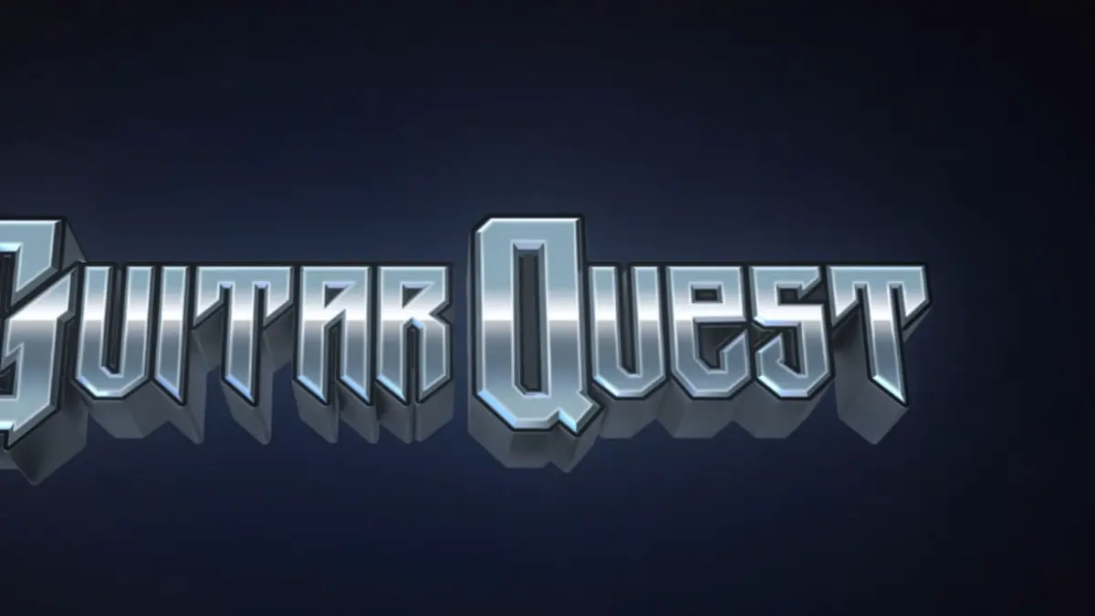Tampilan visual slot Guitar Quest dengan nuansa rock garasi yang autentik
