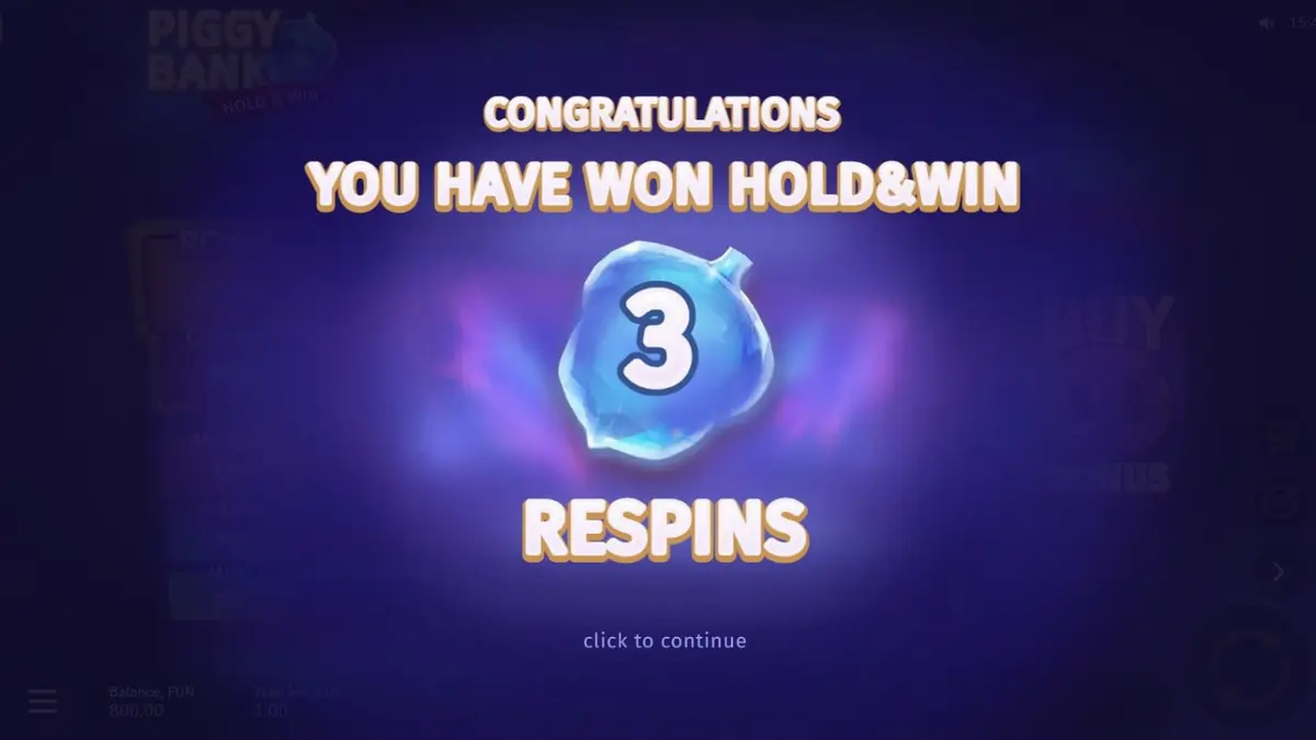 Tampilan visual slot Piggy Bank Hold & Win dengan simbol koin dan karakter babi yang ceria